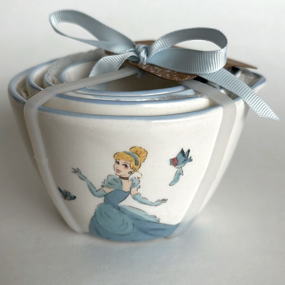 NWT Rae Dunn Disney Princess Cinderella Blue Birds Measuring Cups Set of 4 - Picture 1 of 12